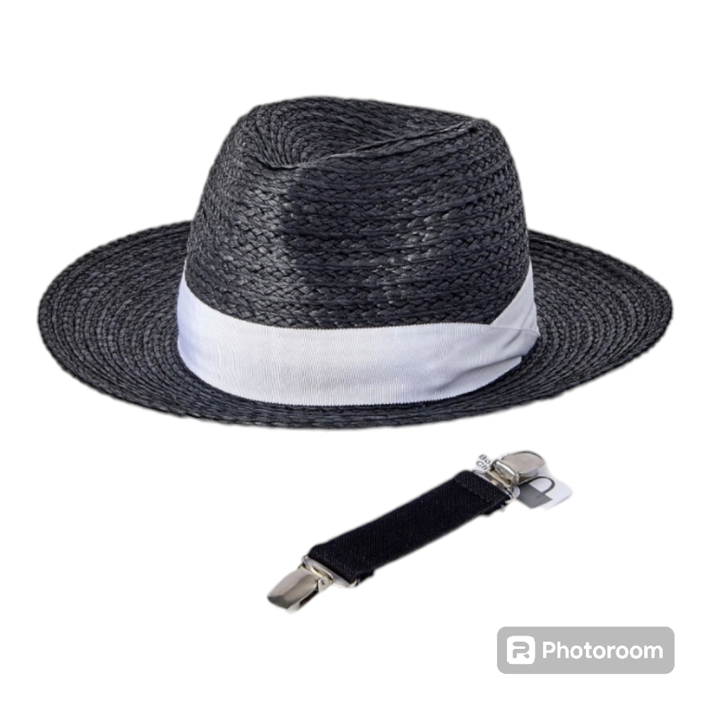Time and tru panana hat with ribbon trim and Travel Clip